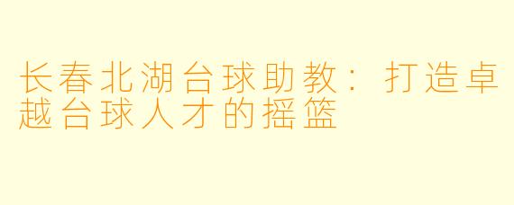 长春北湖台球助教：打造卓越台球人才的摇篮