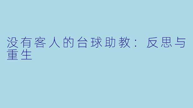 没有客人的台球助教：反思与重生