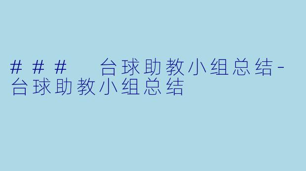 ### 台球助教小组总结