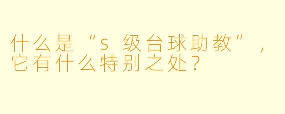 什么是“s级台球助教”,它有什么特别之处?