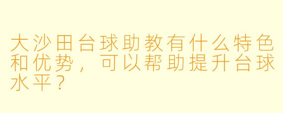 大沙田台球助教有什么特色和优势,可以帮助提升台球水平?