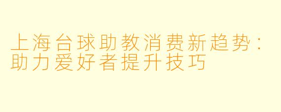 上海台球助教消费新趋势:助力爱好者提升技巧