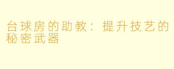 台球房的助教：提升技艺的秘密武器