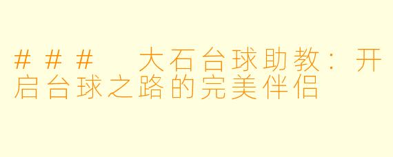 ### 大石台球助教：开启台球之路的完美伴侣