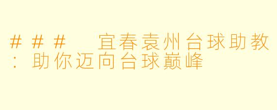 ### 宜春袁州台球助教：助你迈向台球巅峰