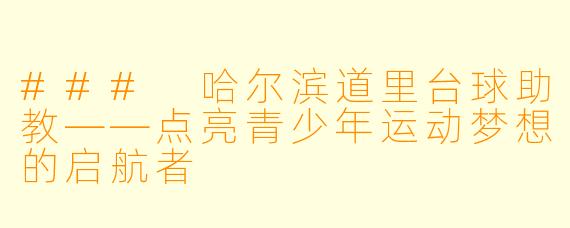 ### 哈尔滨道里台球助教——点亮青少年运动梦想的启航者