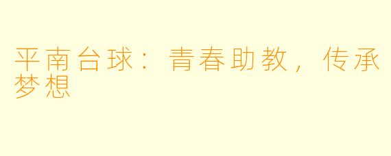 平南台球：青春助教，传承梦想