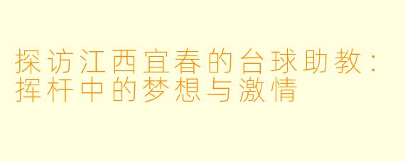 探访江西宜春的台球助教：挥杆中的梦想与激情