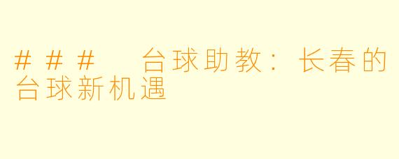 ### 台球助教:长春的台球新机遇