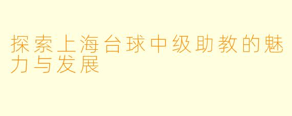 探索上海台球中级助教的魅力与发展