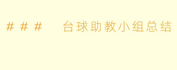 ### 台球助教小组总结