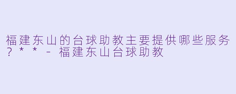 福建东山的台球助教主要提供哪些服务？**