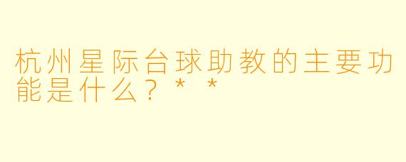 杭州星际台球助教的主要功能是什么？**
