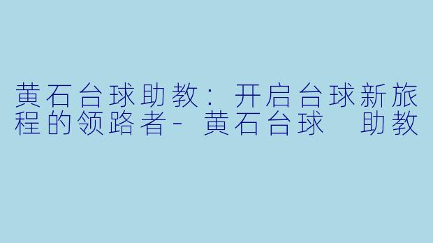 黄石台球助教:开启台球新旅程的领路者