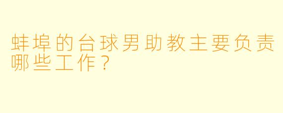蚌埠的台球男助教主要负责哪些工作？