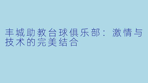 丰城助教台球俱乐部：激情与技术的完美结合