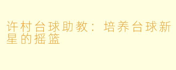 许村台球助教：培养台球新星的摇篮