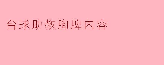 台球助教胸牌内容