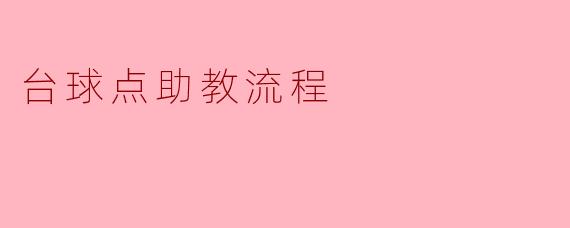 ### 台球点助教流程解析