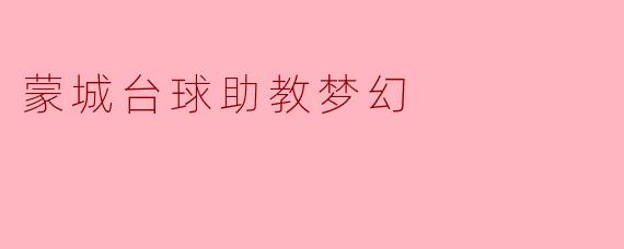 蒙城台球助教梦幻