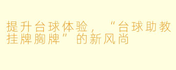 提升台球体验，“台球助教挂牌胸牌”的新风尚