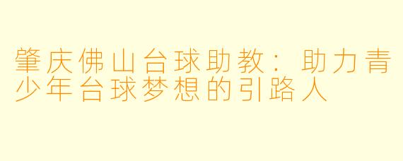 肇庆佛山台球助教：助力青少年台球梦想的引路人
