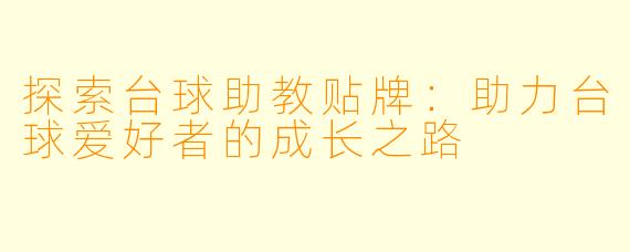 探索台球助教贴牌：助力台球爱好者的成长之路