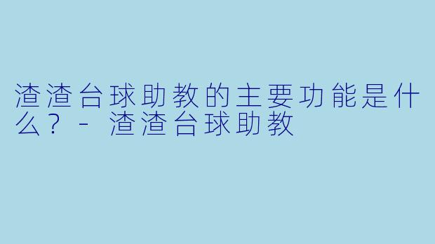 渣渣台球助教的主要功能是什么？