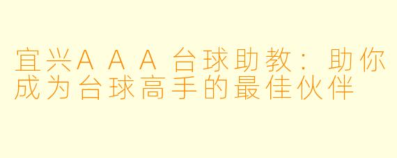 宜兴AAA台球助教：助你成为台球高手的最佳伙伴
