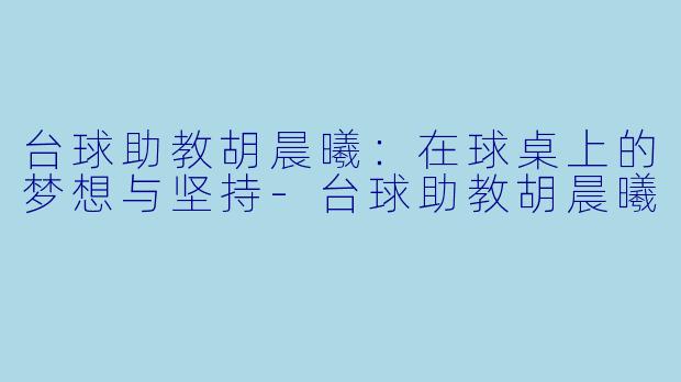 台球助教胡晨曦：在球桌上的梦想与坚持-台球助教胡晨曦