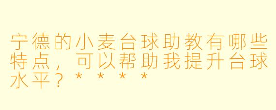 宁德的小麦台球助教有哪些特点，可以帮助我提升台球水平？****