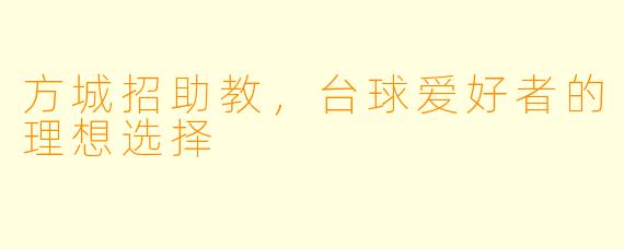 方城招助教,台球爱好者的理想选择