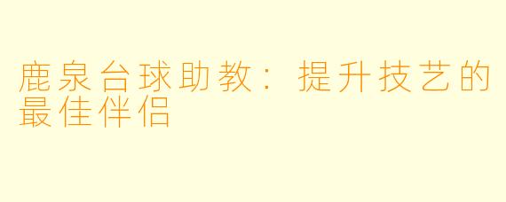 鹿泉台球助教：提升技艺的最佳伴侣