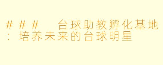 ### 台球助教孵化基地:培养未来的台球明星