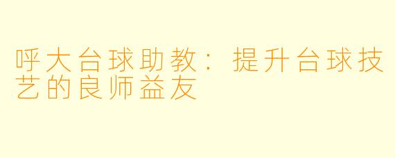 呼大台球助教：提升台球技艺的良师益友