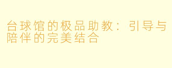 台球馆的极品助教：引导与陪伴的完美结合