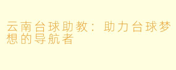 云南台球助教：助力台球梦想的导航者