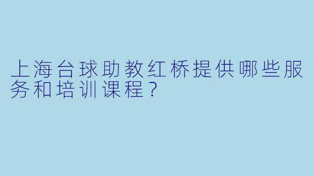 上海台球助教红桥提供哪些服务和培训课程?