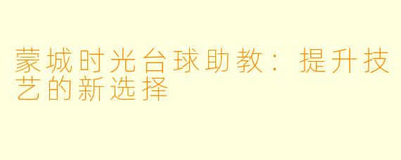 蒙城时光台球助教:提升技艺的新选择