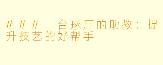### 台球厅的助教：提升技艺的好帮手