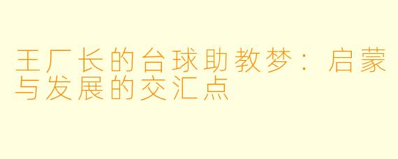 王厂长的台球助教梦：启蒙与发展的交汇点