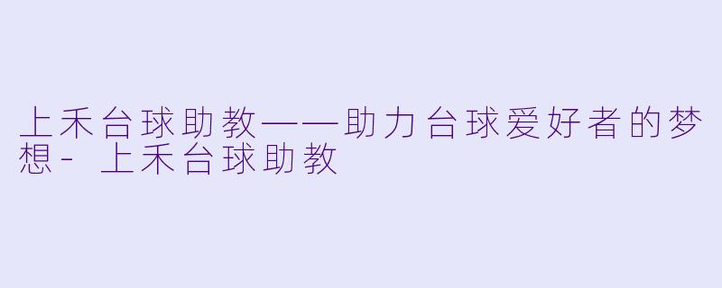 上禾台球助教——助力台球爱好者的梦想