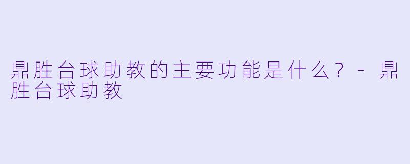 鼎胜台球助教的主要功能是什么？