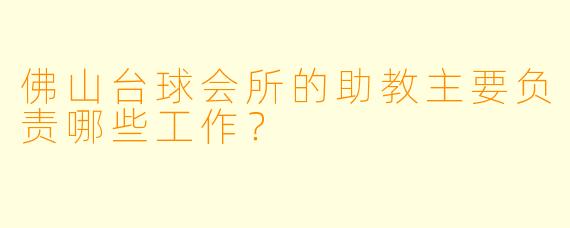佛山台球会所的助教主要负责哪些工作？