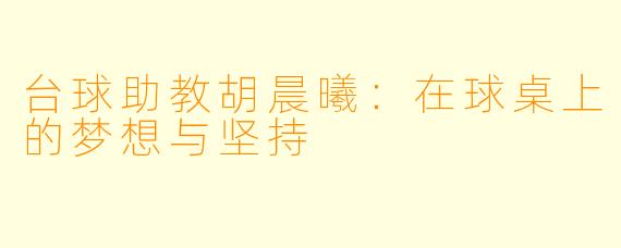 台球助教胡晨曦:在球桌上的梦想与坚持