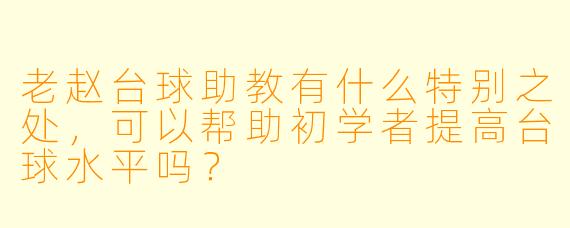 老赵台球助教有什么特别之处,可以帮助初学者提高台球水平吗?