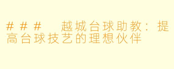 ### 越城台球助教:提高台球技艺的理想伙伴