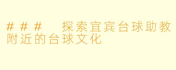 ### 探索宜宾台球助教附近的台球文化
