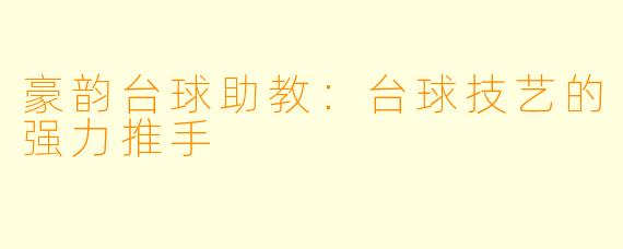 豪韵台球助教：台球技艺的强力推手