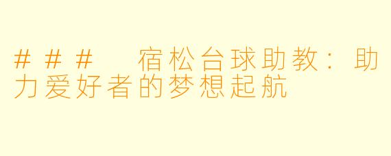 ### 宿松台球助教：助力爱好者的梦想起航